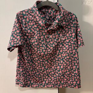 Rhoback Kids Polo Shirt - Pink and Green Floral